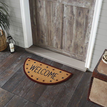 Patriotic Stars Welcome Coir Rug Half Circle 16.5x33 VHC Brands
